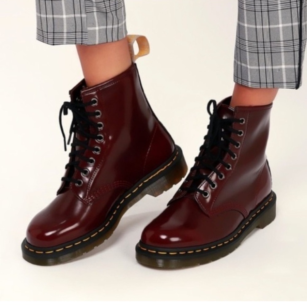 Dr Martens 1460 14585 Cherry Red Vegan Leather Ankle Boots Women’s US 6